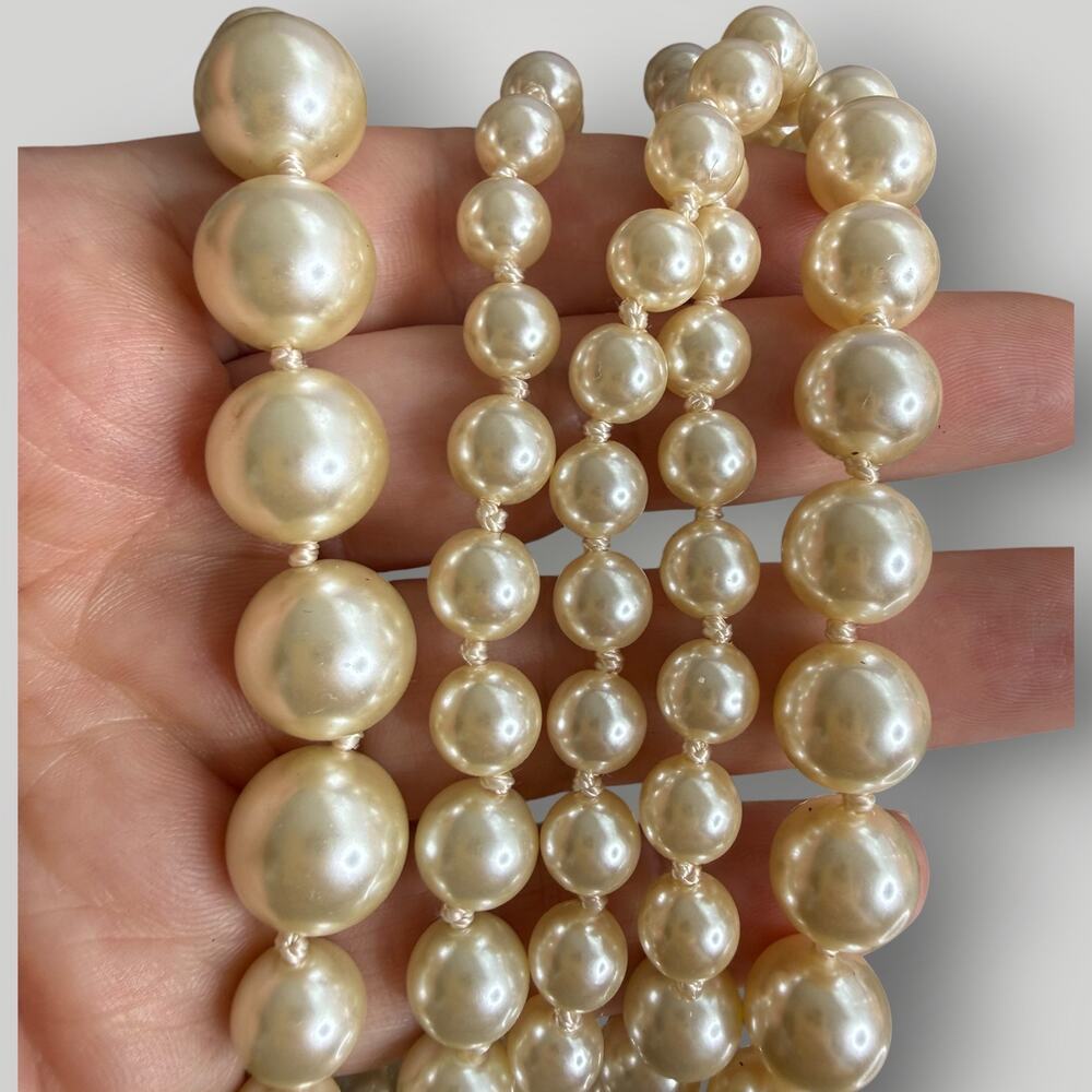 J.Crew Faux Pearl Multi Strand Statement Necklace 21”&Rhinestone Bracelet7,5-8,5 - Picture 2 of 7